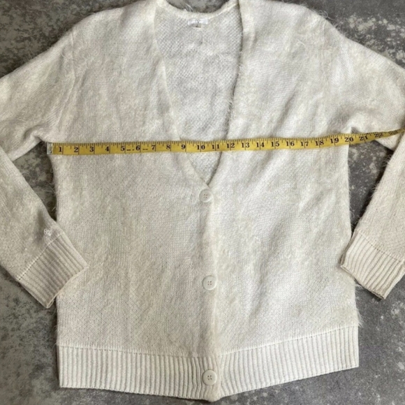 BP Ivory Leopard Animal Print Mohair Cardigan Buttoned Sweater size Small - Picture 6 of 10